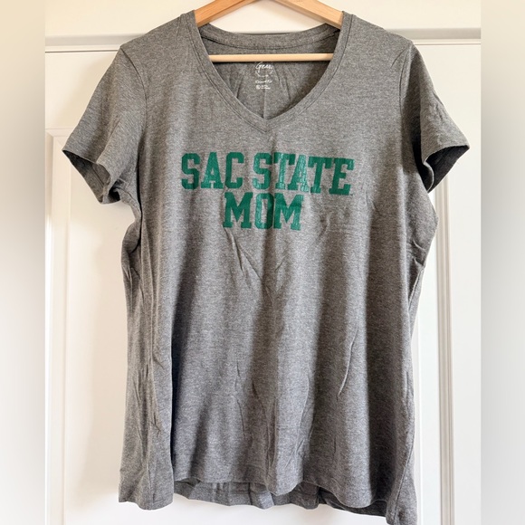 Gildan Tops - Gray SAC STATE MOM V-Neck T-Shirt